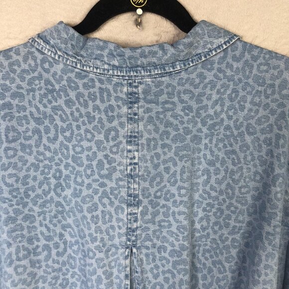 Soft Surroundings Shirt Womens 2X Blue Leopard Tencel Button Front SF3135 - Picture 16 of 16